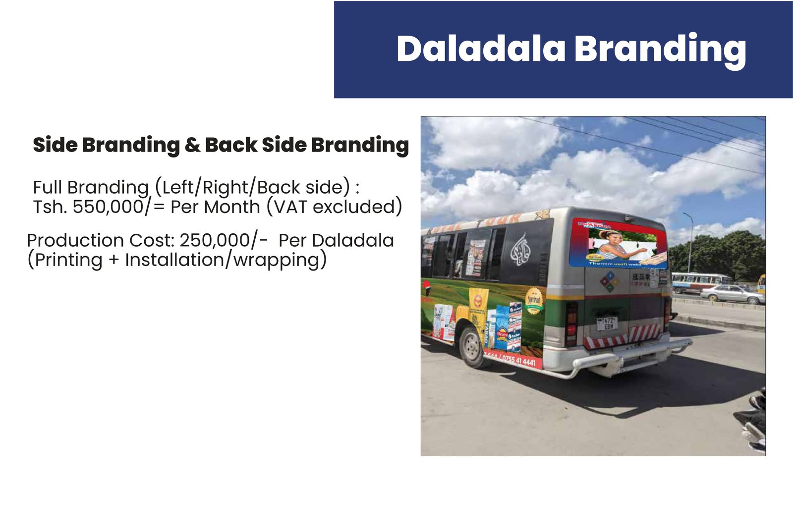 Vibrant route-wide daladala branding campaign