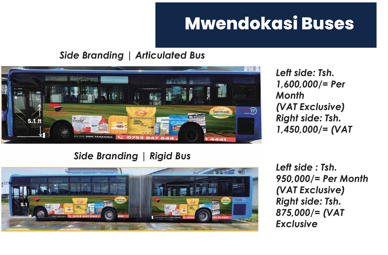 Full wrap branding on a Mwendokasi rapid-transit bus